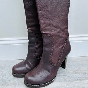 Dani Black Brown leather heel boots, Size 10